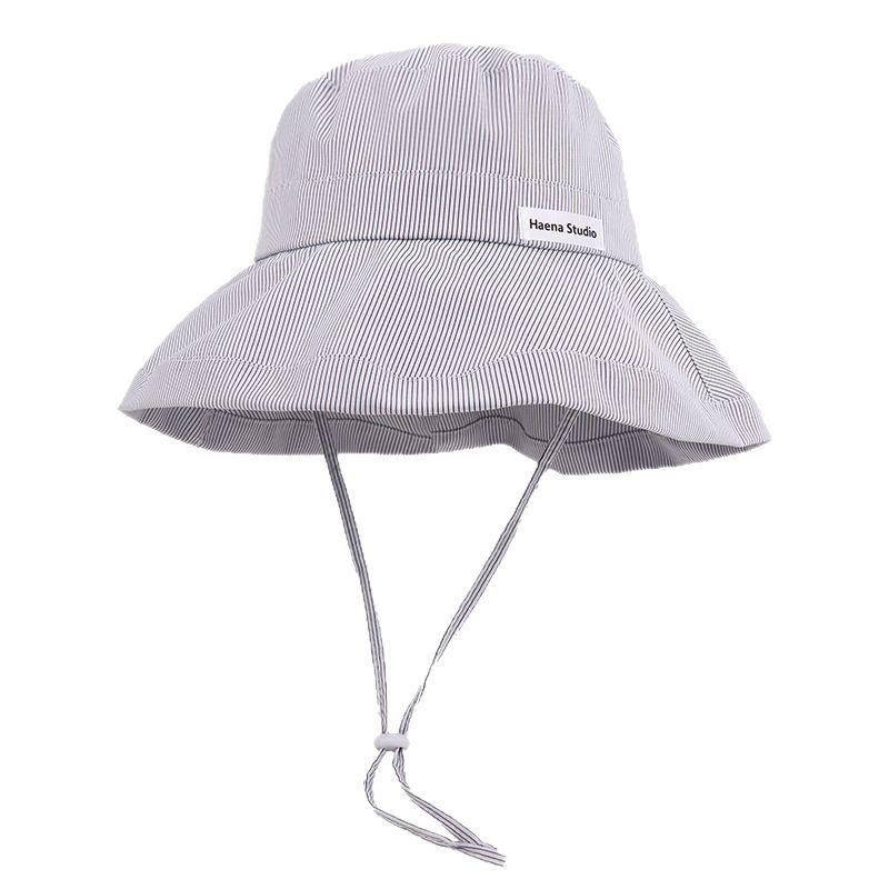 Summer Japanese Stripe Fisherman Bucket Hat for Women - Sun Protection, Versatile, Large Fit for Slimming Effect