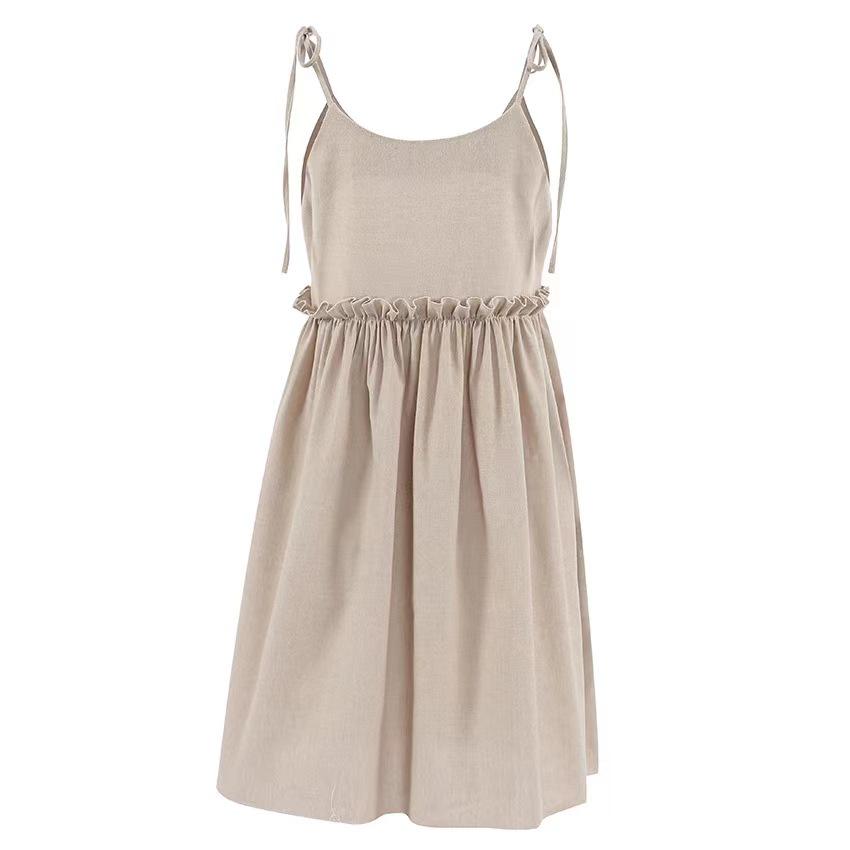 2025 Summer Cotton Linen Suspender Dress: Sexy, Loose, One-Piece for Europe & America