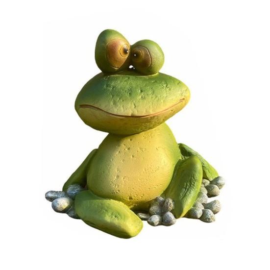 Garden Frog Statue, Cartoon Frog Figurine, Waterproof Resin Animal Sculpture for Yard Patio Lawn Decor