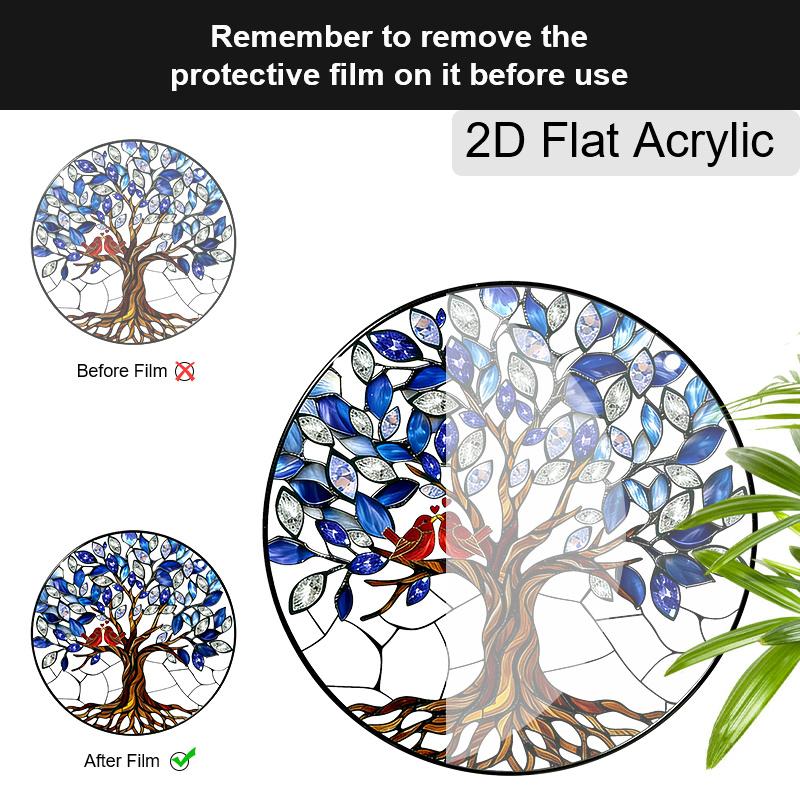 Acryl Levensboom Zonenvanger Glas-in-lood Effect Raamhangend Ornament Natuur Decor voor Huis