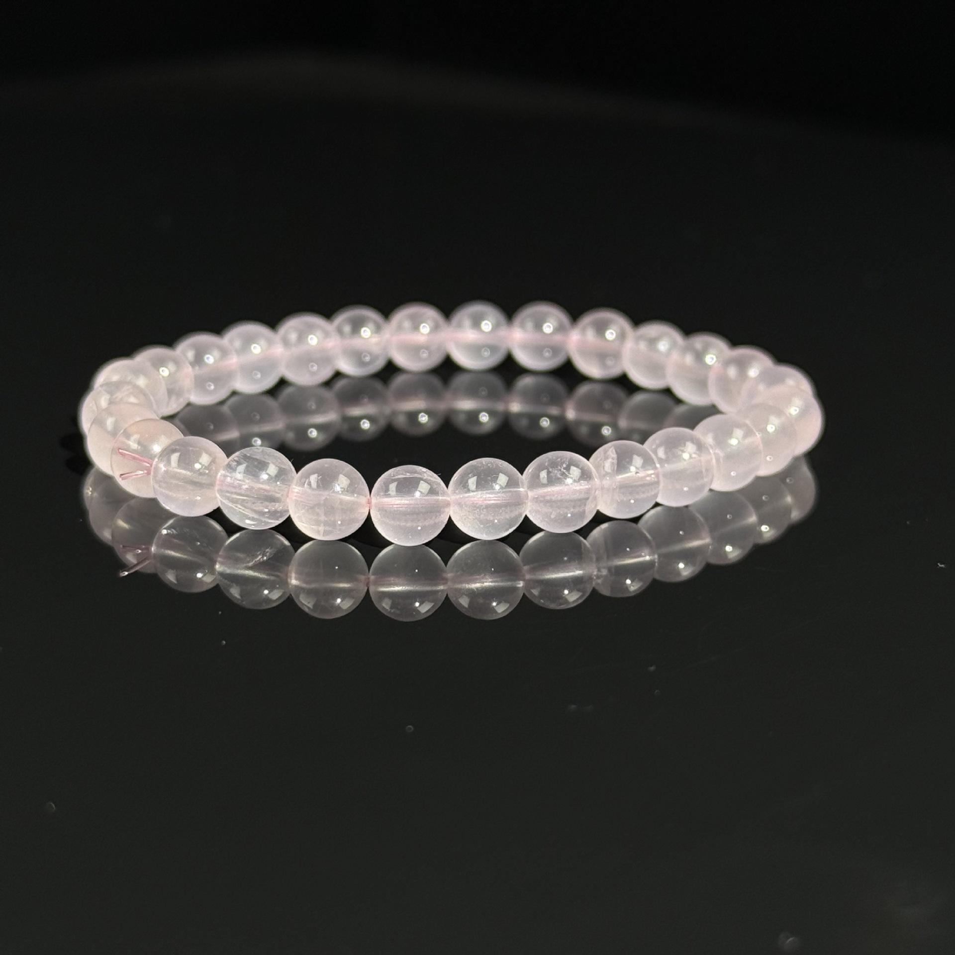 Natural Starlight Moissanite & Rose Quartz Bracelet with Pink Crystal Round Beads
