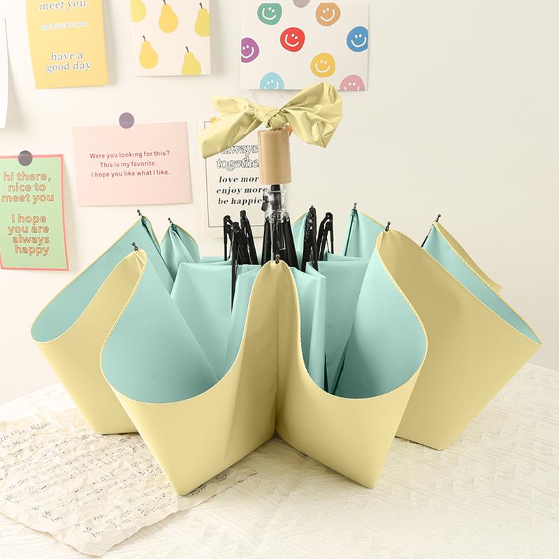 Women's Dual-Use UV-Blocking Ice Cream Color Sun & Rain Umbrella