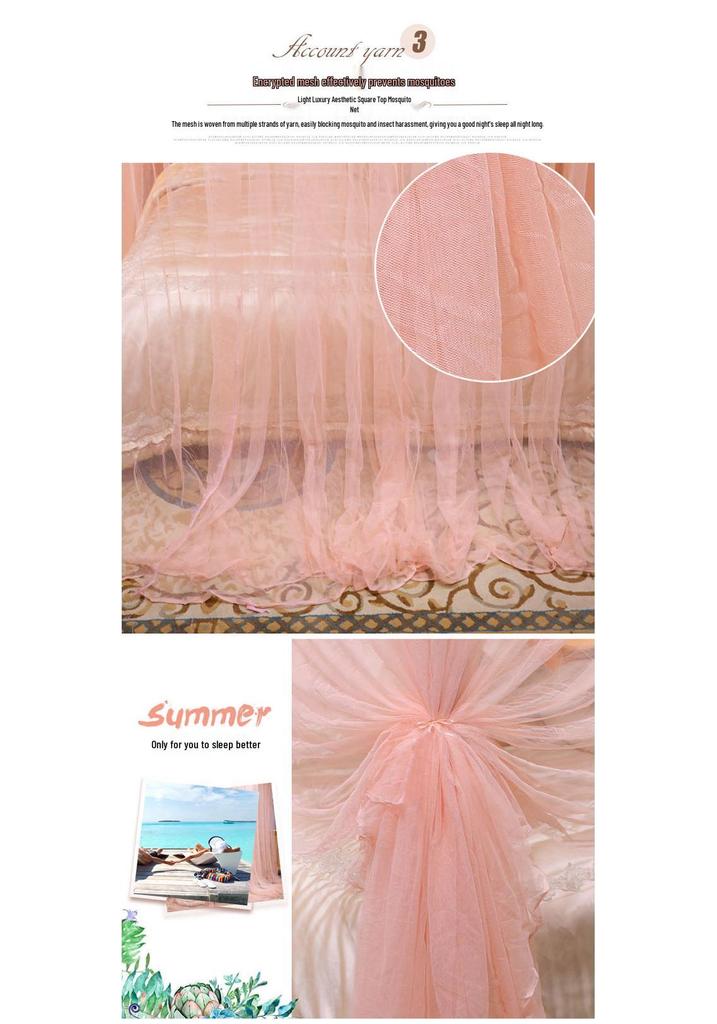 Summer Palace Style Floor-Standing Mosquito Net – Thickened, Encrypted Anti-Mosquito Princess Bed Curtains for Home, Bedroom, or Dormitory.
