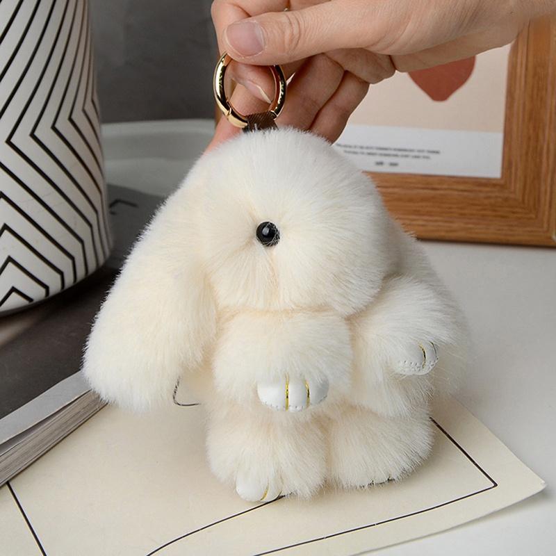 Rabbit Fur Keychain Women Bag Car Key Chain Pendant Decoration Jewelry Bags Hangings Accessories Gifts