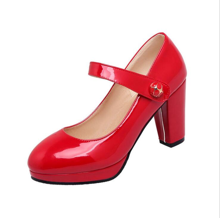 Women Pumps Girls' Shoes Platform High Heels Mary Jane Shoes Lolita High Heels Shallow Round Toe Office Party Wedding Footwear