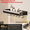 Wall Mount Bathroom Storage Shelf With Hooks Removable Aluminum For Toilet And Sink Area