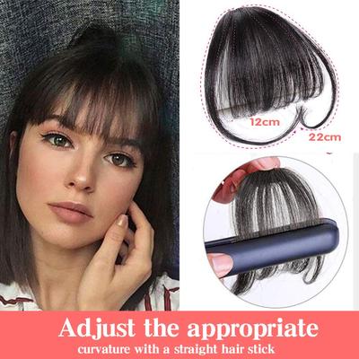 ELECTOMANIA Clip In Front Bangs Hair for Women, 4.7 Inch Length Fake Bangs, DIY Cut Design, Bangs Hair Extensions for Women Hairstyle (Natural Color