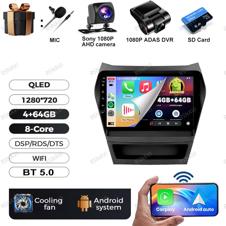 Car Radio Android 16 For Hyundai Ix45 Santa Fe 2013 2014 2015 2016 2017 Autoradio Qualcomm Navigation QLED BT GPS Head Unit DSP