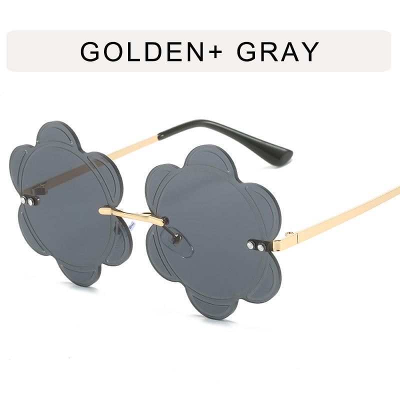 Flower Shape Sunglasses for Women New Fashion Rimless Metal Leg Designer Sunglasses Woman Korean Style Female Sunglass