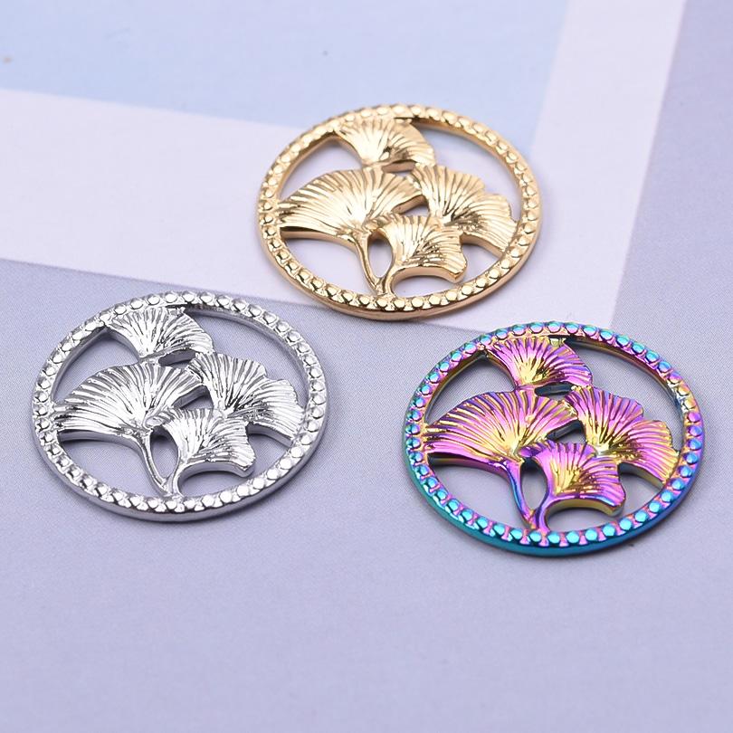 5pcs Plant Charm Ear Of Wheat Tree Leaf Stainless Steel Pendants For Jewelry Making Supplies Ginkgo Leaf DIY Earrings Bracelets