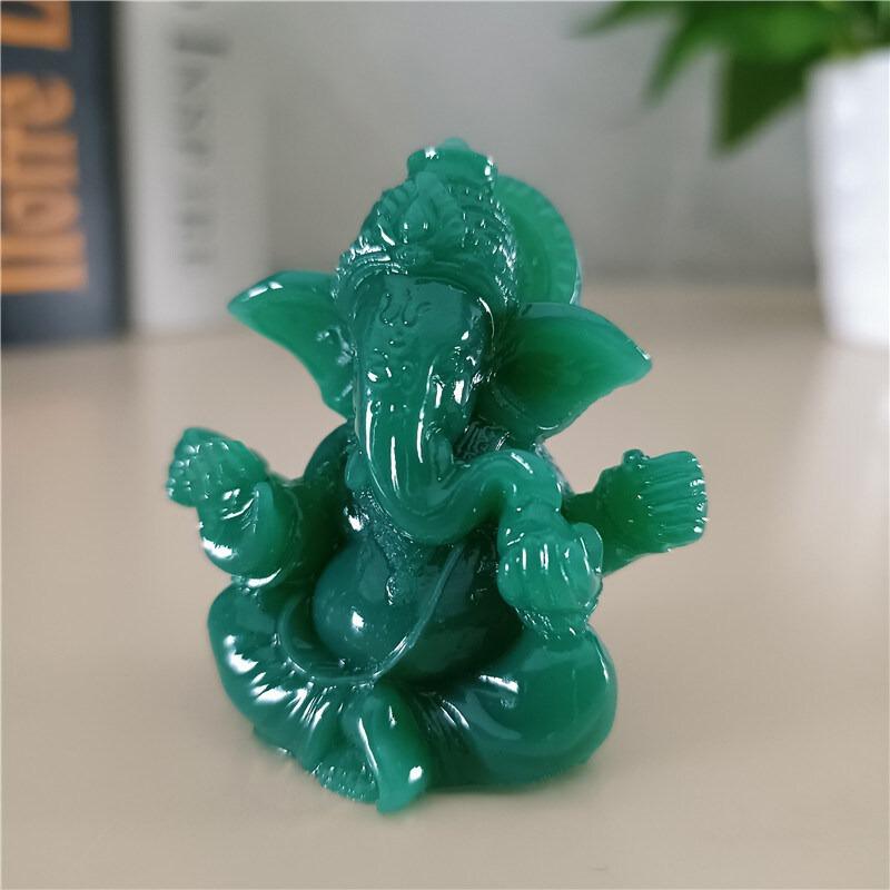 Lord Ganesha Buddha Statue Elephant God Sculptures Ganesh Figurines Man-made Jade Stone Home Garden Buddha Decoration Statues
