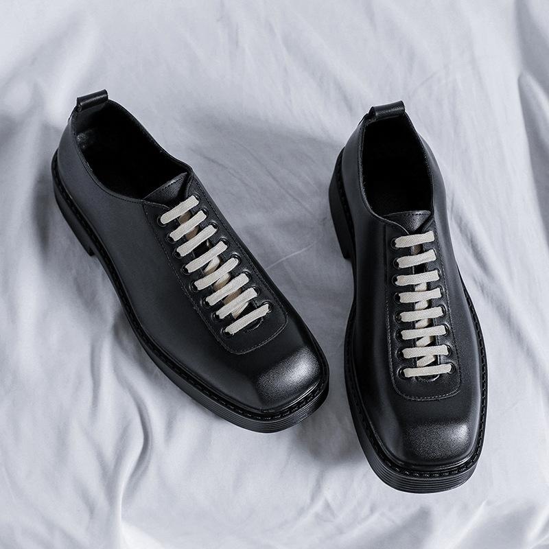 Höstmode Casual Små Läderskor Herr Brittisk Kostym Affär Herrskor Nya Skor i Hongkong-stil 2019-R