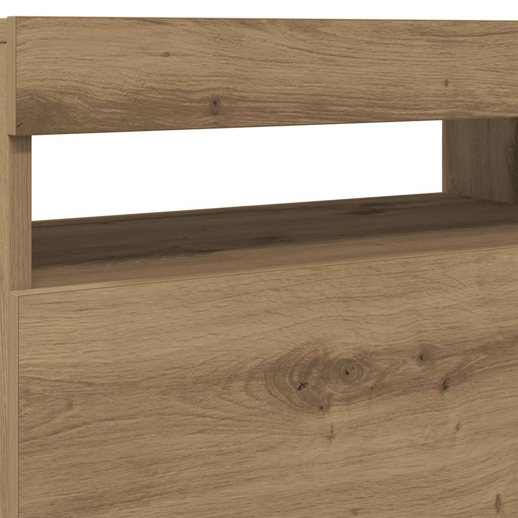 TV Stand with LED Lights Artisan Oak Finish 60 x 35 x 40 cm
