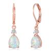 2026 White Drop Opal Hanging Earrings Fashionable and Trendy Exquisite Inlaid Zircon Jewelry Earrings