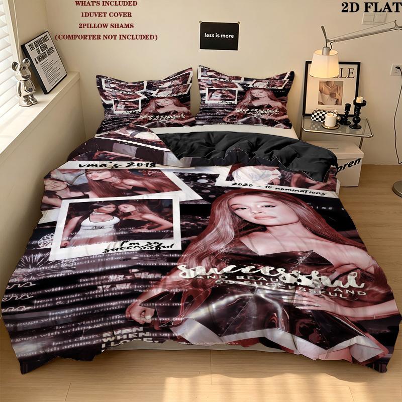 Ariana Grande Bedding Quilt Set Quilt Cover Pillowcase Home Decoration Birthday Gift (1 * duvet cover + 2 * pillowcase, without core)