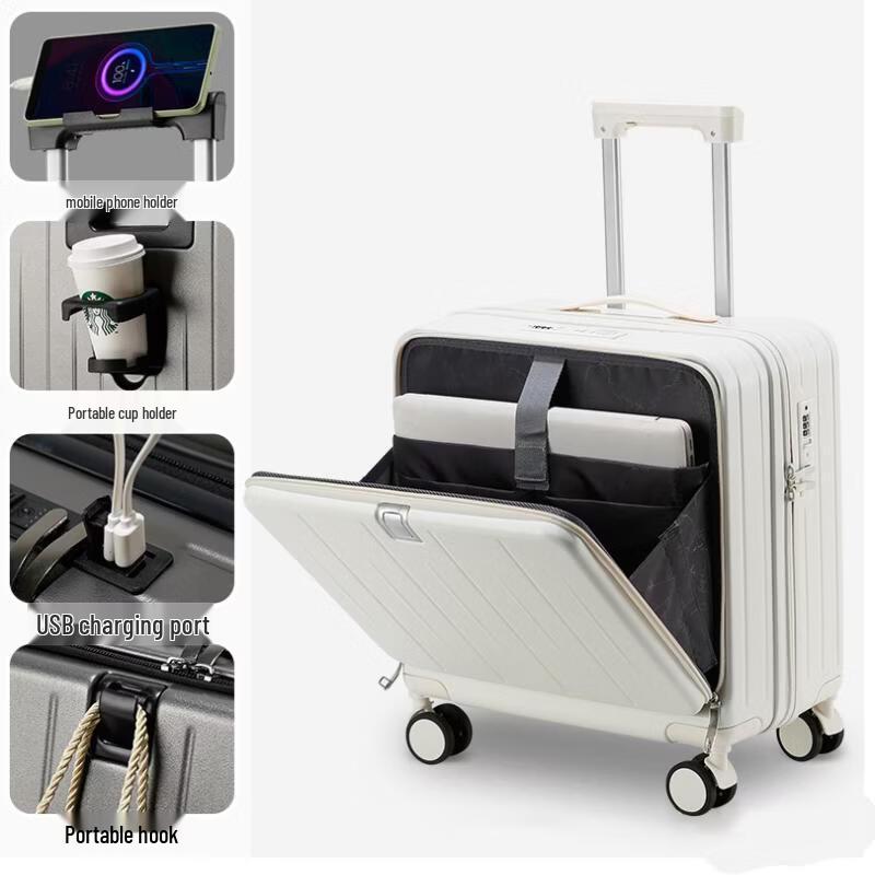 Zhili Men s Business Spinner Carry-On Luggage with Front Pocket