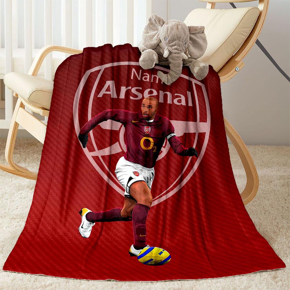 Coperta con Stemma del Football Club Arsenal Testo Personalizzabile Coperta Accogliente Personalizzata Morbida Calda Accogliente Perfetta per Ufficio Picnic Riposo Biancheria da Letto per Tutte le Occasioni