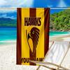 Custom Name Beach Towel Hawks Team Spirit Beach Towel, Soft Microfiber, Gift for Her/Him, Birthday, for Pool, Beach, Travel, Fan Gifts