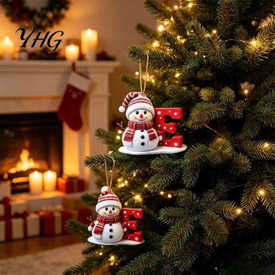Acrylic Holiday Keepsake Gifts 2D Snowman Christmas Ornaments, Personalized Letter Ornaments for Tree, Unique Souvenirs Initial Ornament, Ornament DIY