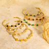 Retro Colorful Natural Stone Crystal Bangle Dainty Pearl Bracelet 18k Gold Pvd Stainless Steel Bracelets for Women ALN2512288