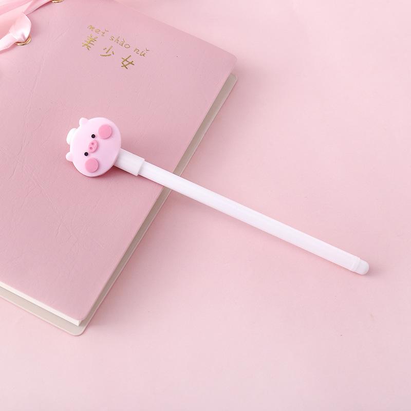 1 Pcs Cute Cartoon Kawaii Animal Cat Pink Pig 0.5mm Gel Pen Student Plastic Writing Pens Escolar Papelaria Office Stationery
