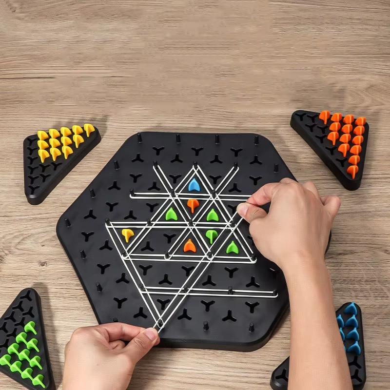 Chain Triangle Chess Game Geometric Chess Board Game Funny Family Party Triggle Rubber Band Game Parent-child Interactive Games