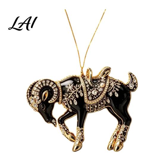 Seasonal Ornaments for Shopping Malls Black Goat Christmas Tree Hanging Ornament 2D Acrylic Festive Lightweight Holidays Pendant Decorative