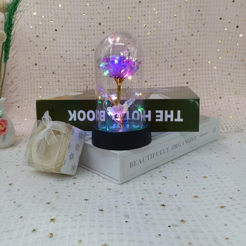 Artificial Rose Flowers Valentines Day Gift for Girlfriend Eternal Rose LED Light Foil Flower Wedding Decor Christmas Gifts