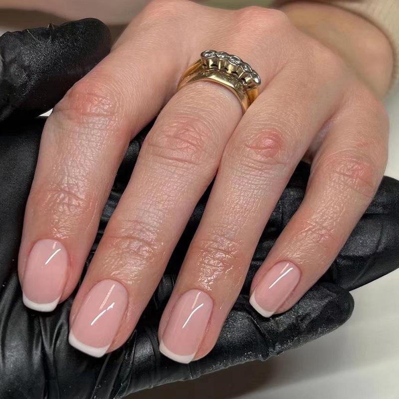 24Pz Unghie Finte Indossabili Punte per Unghie Artificiali Testa Quadrata Corta Unghie Press-On Semplici Bianche French Unghie Finte Staccabili Manicure Finita