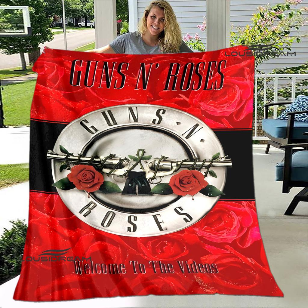 Guns n'roses band retro print blanket Flannel Soft Comfort Blanket Home Travel Blanket Kids Warm Blanket birthday gift