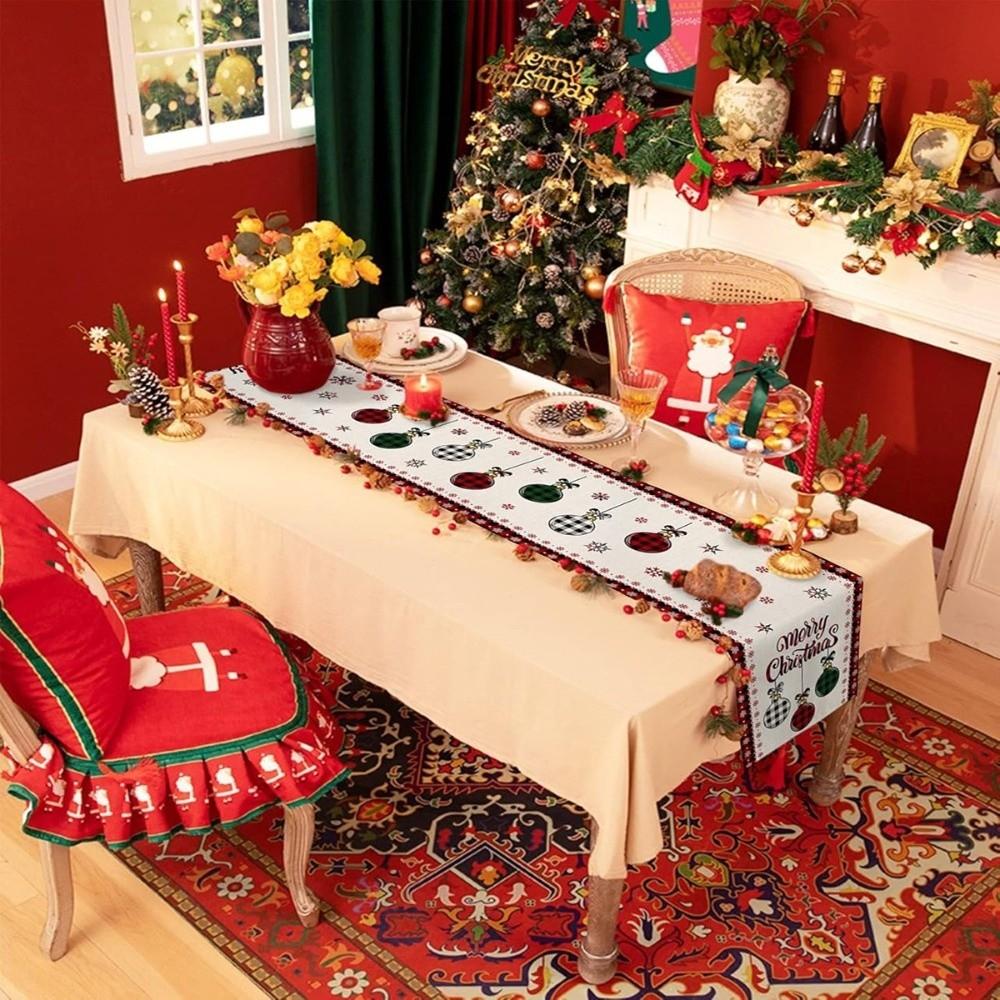 Santa Claus Christmas Table Flag Snowflake Xmas Tablecloth Christmas Table Runner Living Room