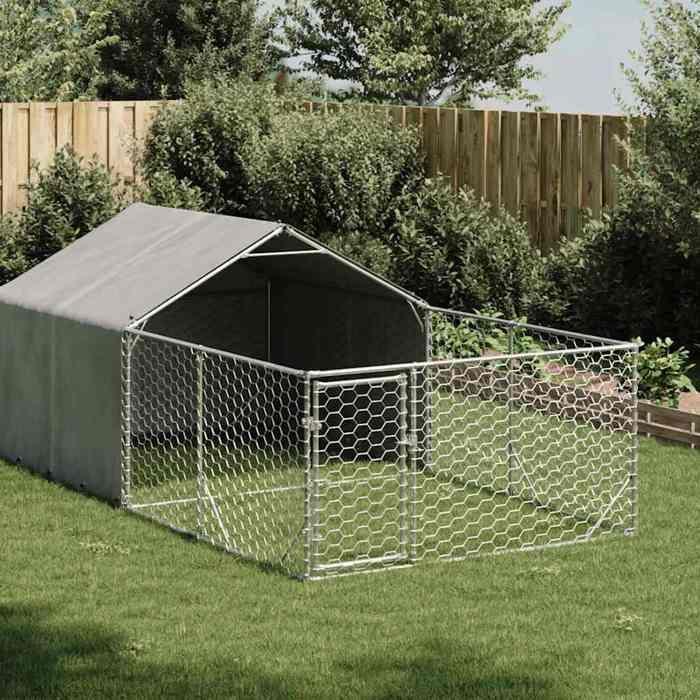 VidaXL Niche d'extérieur pour chien enclos 4x2x1,5 m acier galvanisé, cage de chien d'extérieur, grande cage de chien, niche 3329235
