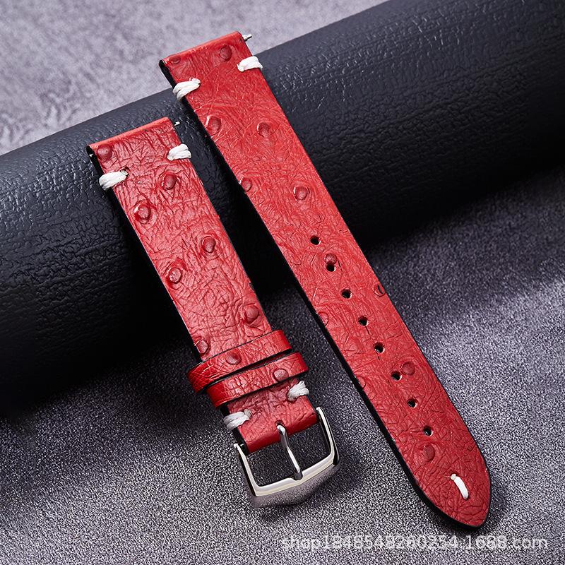 

Ostrich Pattern Leather High Value 20Mm/22Mm/First Layer Pin Buckle Leather Strap Accessories 20MM красный