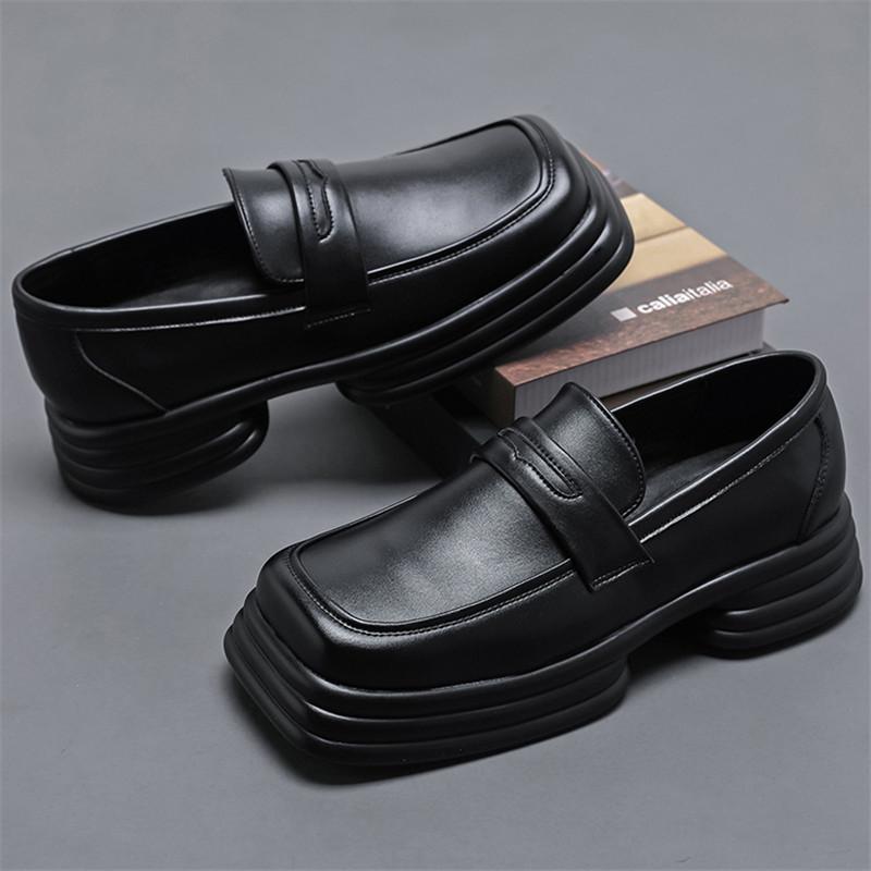 Moda Nuevos Zapatos Casuales para Hombre Negros Blancos Mixtos de Suela Gruesa con Aumento de Altura Mocasines con Correa de Monje Masculinos Tenis Masculino Zapatos Hombre