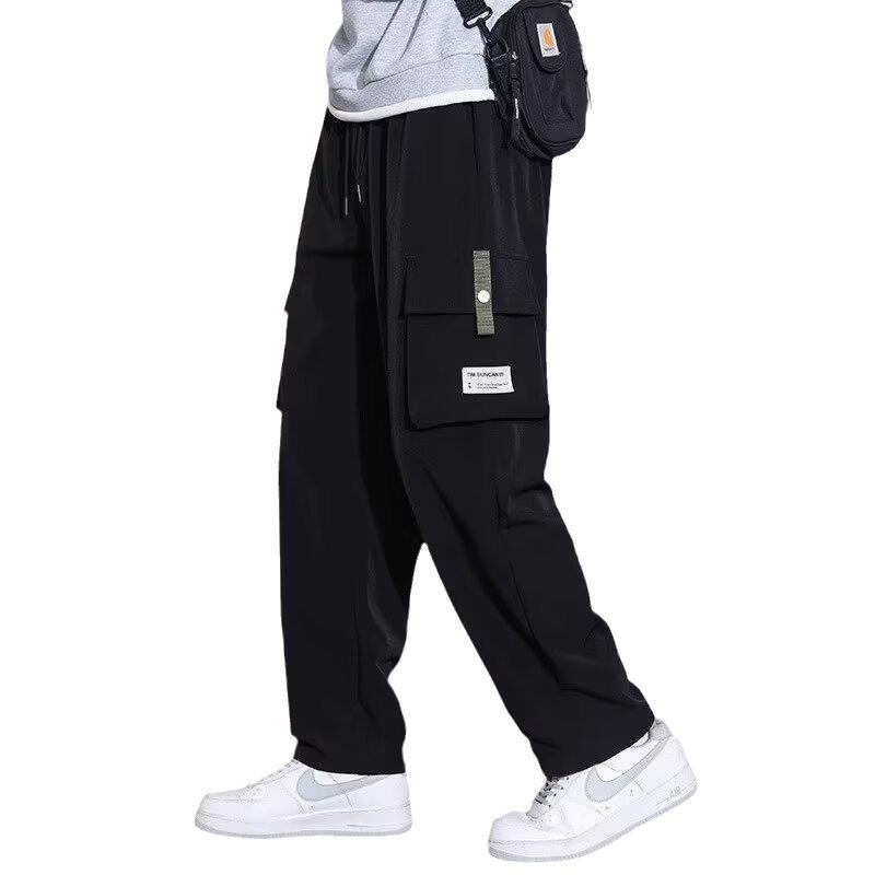 Trendy Men's Multi-Pocket Straight-Leg Work Pants - Velvet, Loose Fit, Ideal for Autumn/Winter Casual Wear