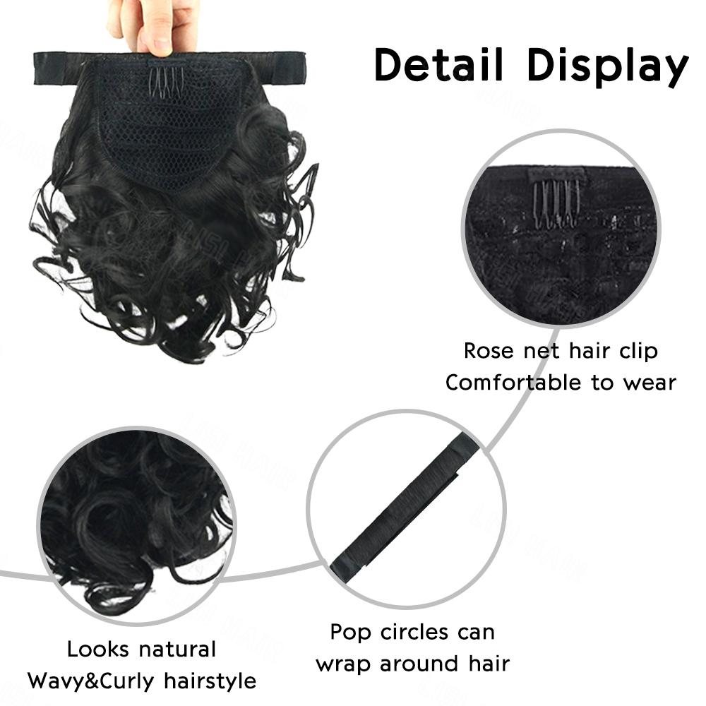 MISS WIG Extension Coda di Cavallo Sintetica Corta Riccioluta Ondulata Clip In Avvolgente la Coda di Cavallo per Donne