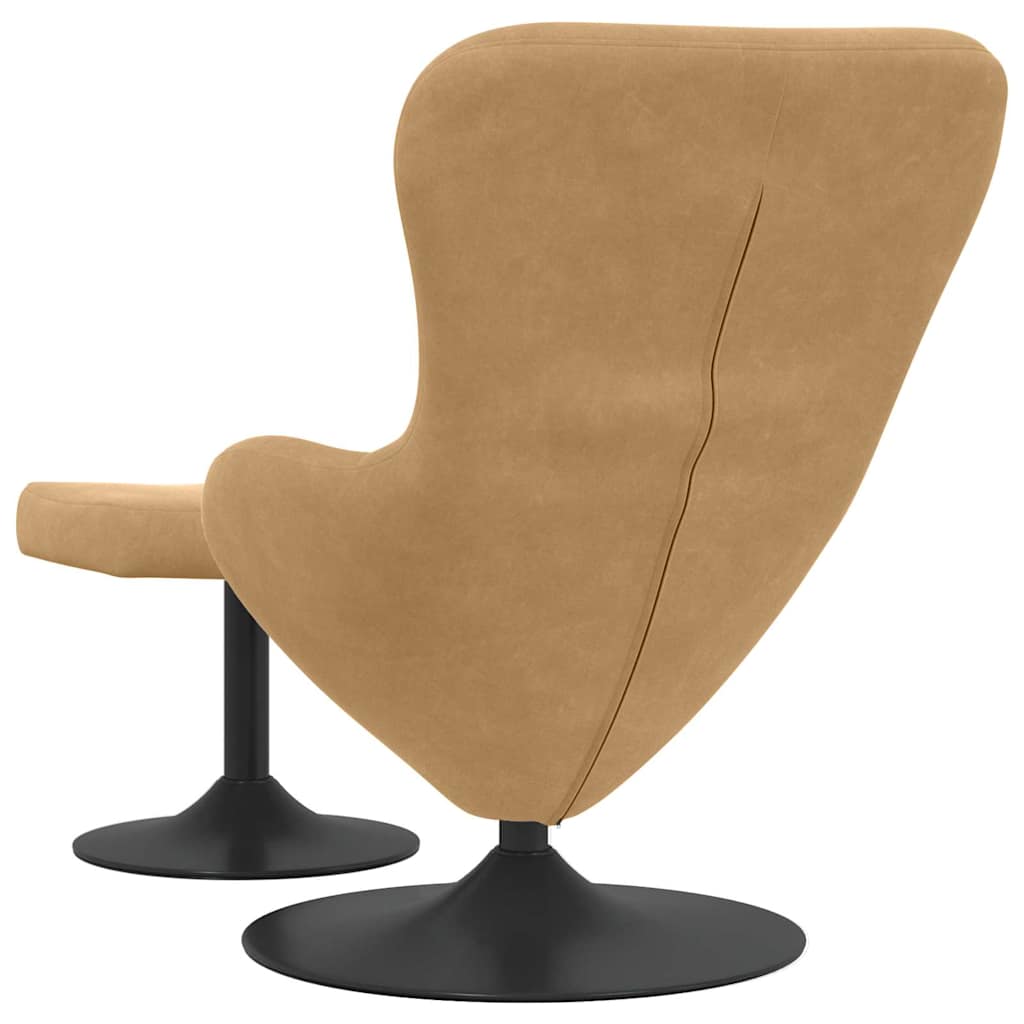 Egg Chair with Footstool Brown Velvet