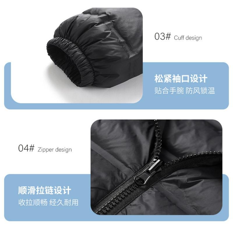 Men's Black Lightweight Down Jacket Stand Collar Warm Winter Puffer Coat