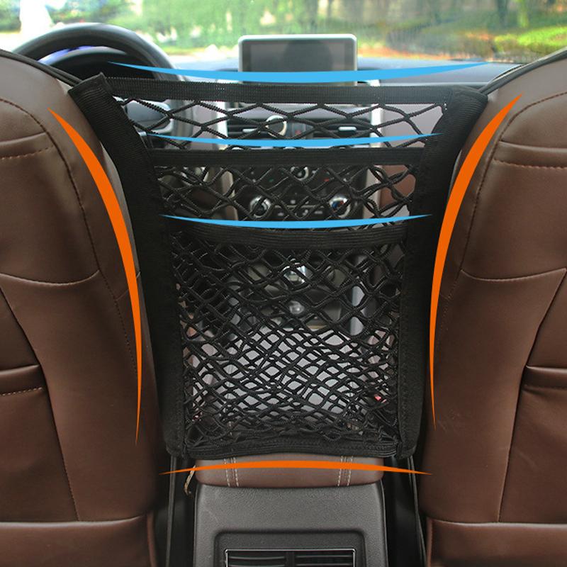 Car Elastic Storage Net Bag Between Seats Mesh Net Back Rear Trunk Seat Elastic String Net Car Styling Storage Bag Pocket Cage