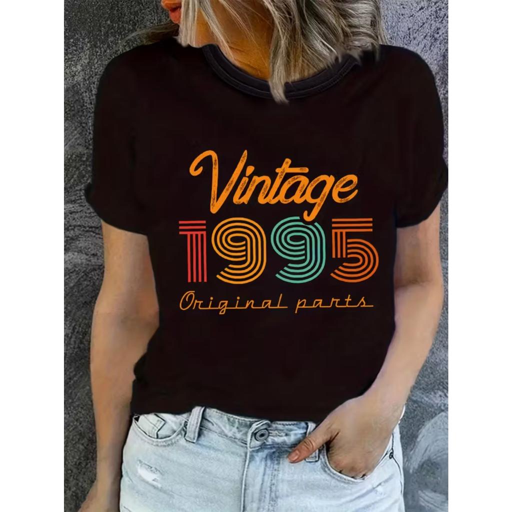 Summer Casual Fashion Women's Vintage 1995 Letter Print T-Shirt