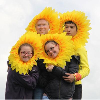 58cm Slunečnicová pokrývka hlavy Vtipné rekvizity pro vystoupení Slunečnicový klobouk Kapuce na taneční párty Festivalové hry Děti Dospívající Dospělí Doplňky