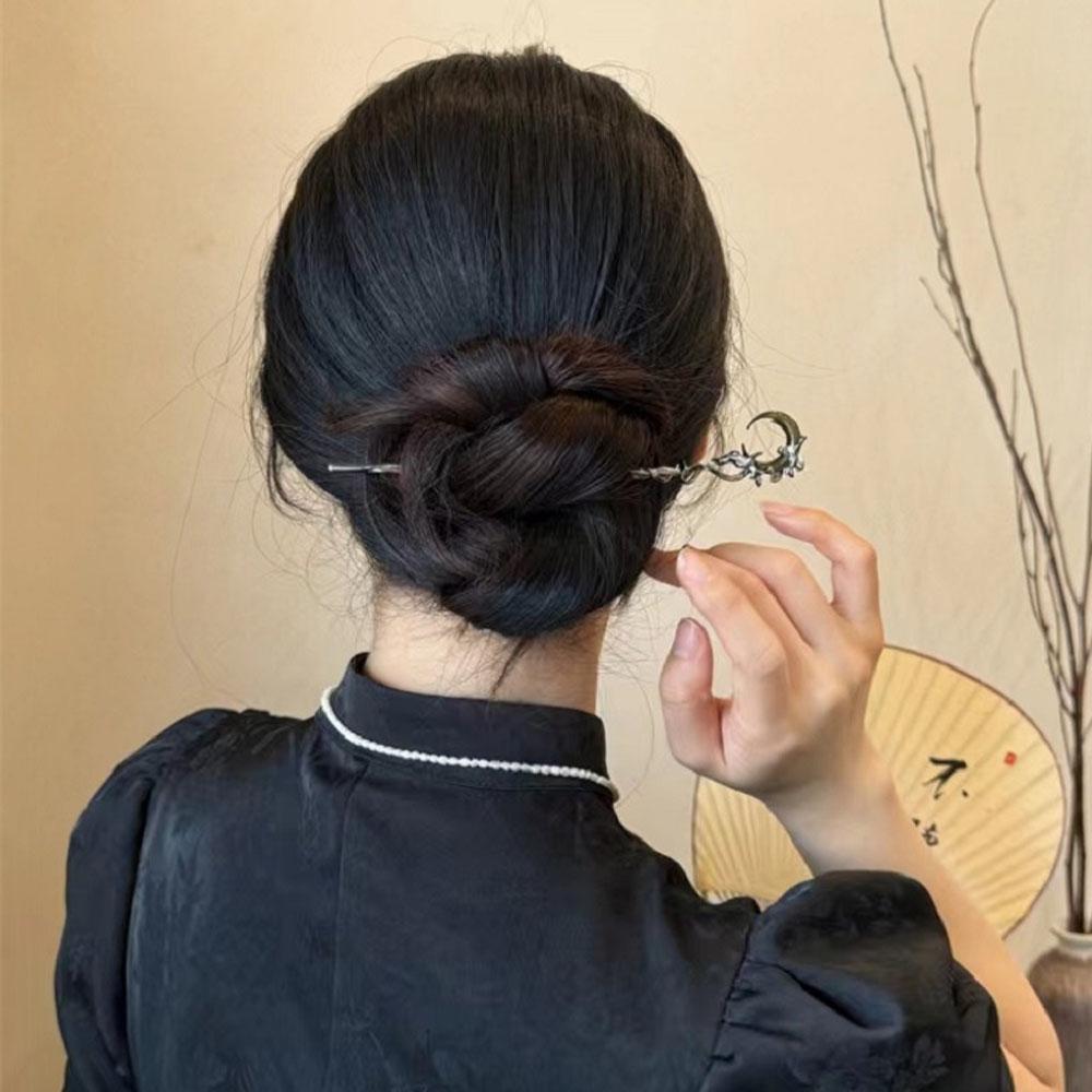 New Chinese Hair Accessories Vintage Moonstone Hair Clips Tassel Metal Hairpin Hair Sticks Chopsticks Hair Accessories New