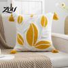 Boho Tufted Cushion Cover with Tassels, Cotton Linen Throw Pillow Cover, Modern Home Decorative Covers Case for Sofa Bed Couch, 18 x Inches