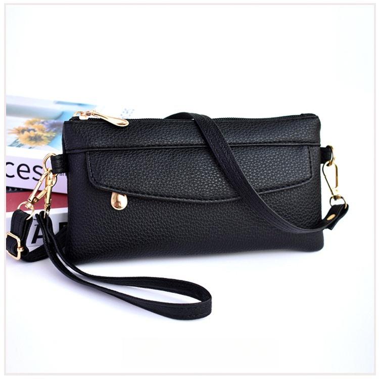 Middelbare leeftijd Moeder Tas Eenvoudige Crossbody Schoudertas Zacht Oppervlak PU Clutch Tas Boodschappen Reiziger Draagbare Dames Tas black