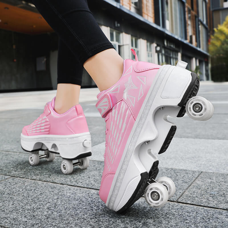 Roller Roller Schuhe 4-Rad Deformationsschuhe Rollschuhe Herren und Damen Erwachsene Ausreißerschuhe Schlittschuhe Schuhe mit Rädern