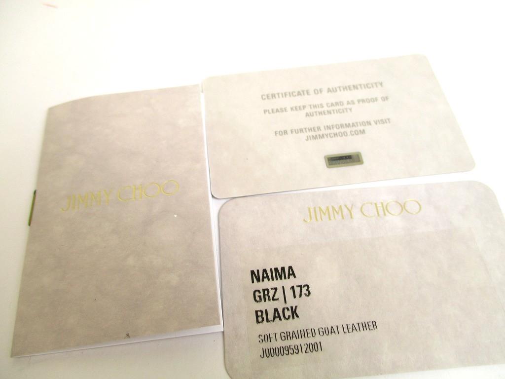 Authentic Jimmy Choo Metal Logo Black Leather Trifold Wallet Compact Wallet NAIMA #a789  Refurbished