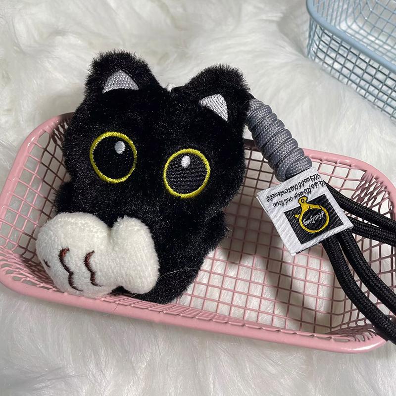 Cute Plush Big Eyed Black Cat Doll Pendant Girl Backpack Doll Pendants Couple Bag Keychain Phone Charms Bag Pendant Accessories