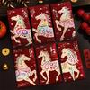 6Pcs 2026 Horse Year Red Envelopes Chinese Style Blessing Lucky Money Envelopes Traditional Cartoon Red Packets