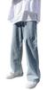 Ririka Denim Loose Straight Wide Chemically Finished Size Men's Jeans, Fit, Leg, Leg, Zipper, Distressed, Washed, Bleached, (Blue, M)