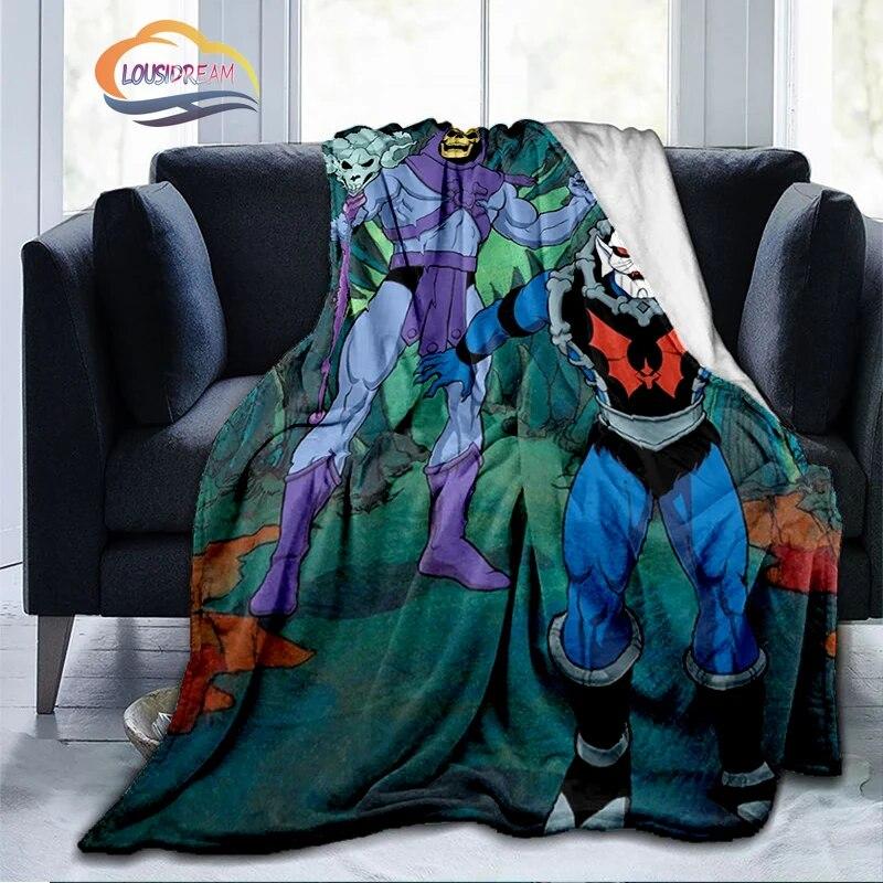 Cartoon Masters of The Universe Fashion Cashmere Blanket 3D Printed He-Man Flanela Pluszowa Miękka Wygodna Domowa